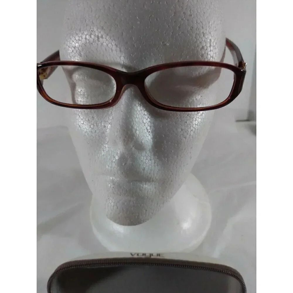 Vogue Eyeglasses Tortoise Shell Rectangular Crystal Design On Both Sides